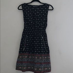 Black Printed Dress with Pockets